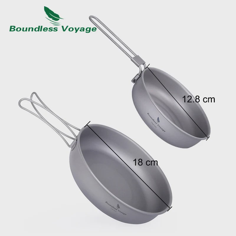Lichtgewicht Titanium Koekenpan met Opvouwbaar Handvat - Ideaal voor Camping & Outdoor Koken