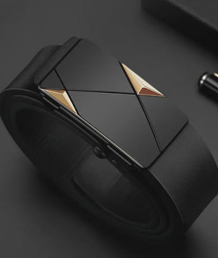 Luxe Heren Riem met Automatische Gesp - PU Leer, Zakelijk & Casual, Geometrisch Design
