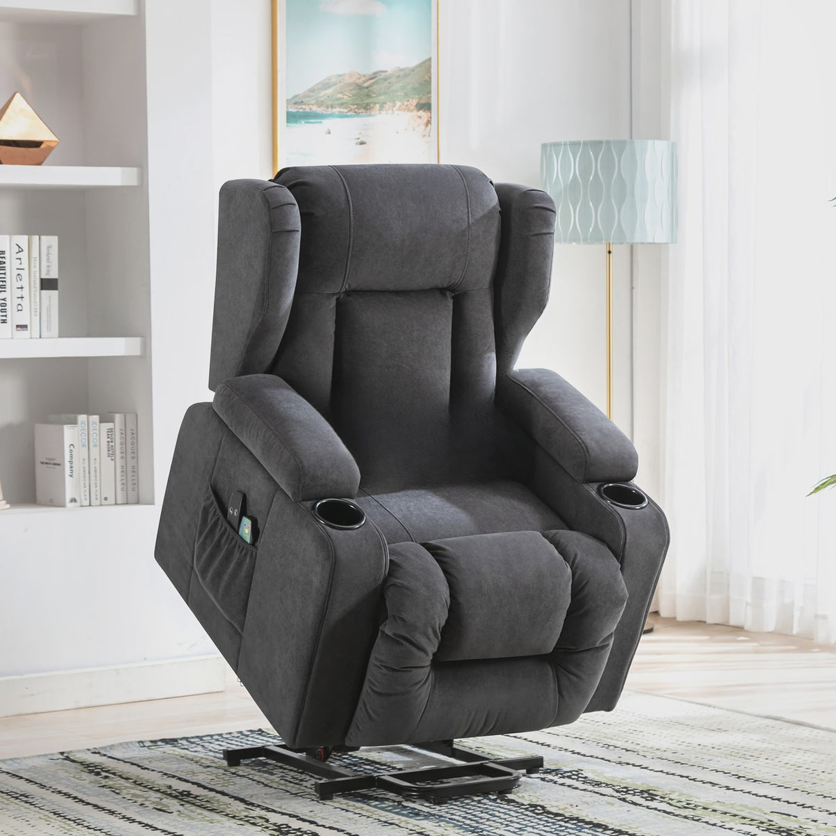 Elektrische Relaxfauteuil met Sta-Op Functie, Massage en Stoffen Bekleding