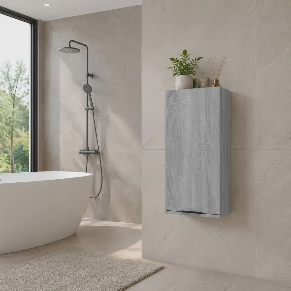 Sonoma Wandkast Grijs met Spiegeldeur - 32x20x67 cm