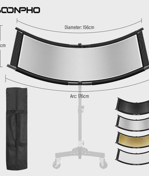 U-vormige Studio Reflector 4-in-1 (Goud/Zilver/Wit/Zwart) - 108cm/176cm