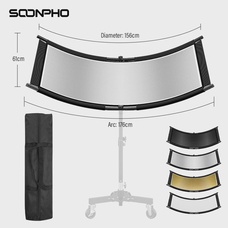 U-vormige Studio Reflector 4-in-1 (Goud/Zilver/Wit/Zwart) - 108cm/176cm