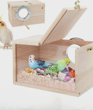 Houten Nestkast voor Parkieten & Valkparkieten met Transparant Zichtvenster - Makkelijk Schoon te Maken