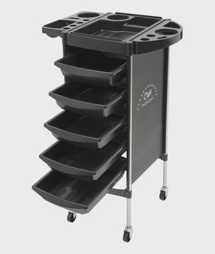 Mobiele Salon Trolley met 5 Lades, Top Opbergruimte en Vergrendelbare Beveiliging