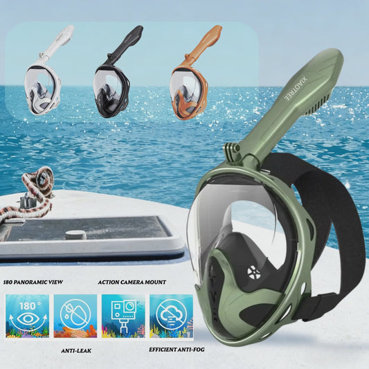 Volledig Gelaat Snorkelmasker met 180° Panoramisch Zicht & Anti-Fog
