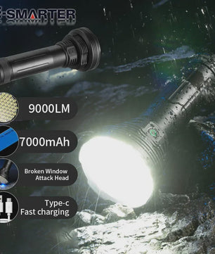 Krachtige LED Zaklamp 10000LM - Oplaadbaar met 6x 18650 Batterijen
