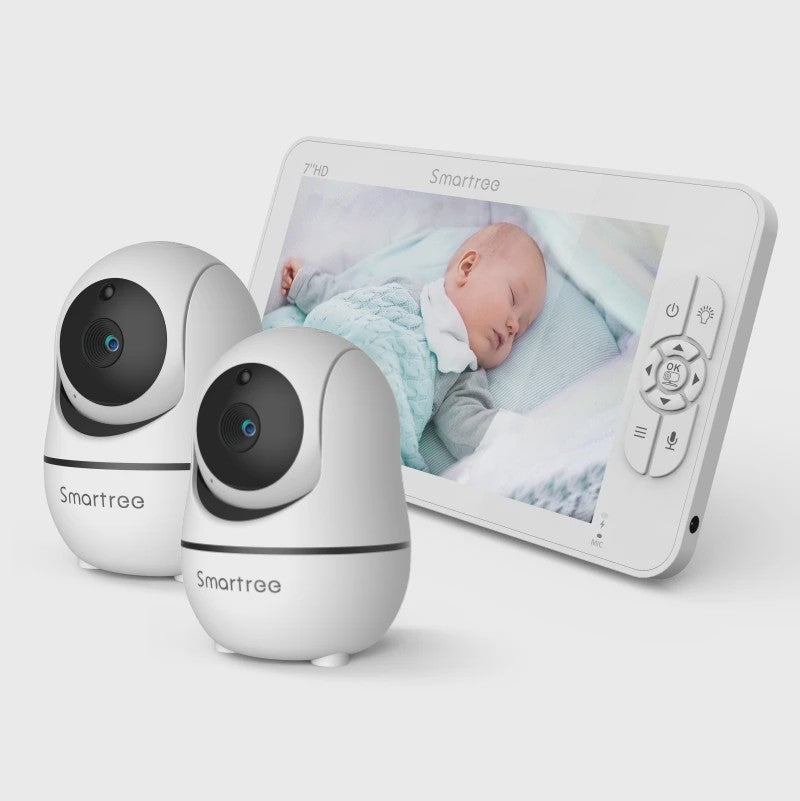 7" HD Babyfoon met 2 Camera's, Split Screen, Pan/Tilt/Zoom & 4000mAh Batterij