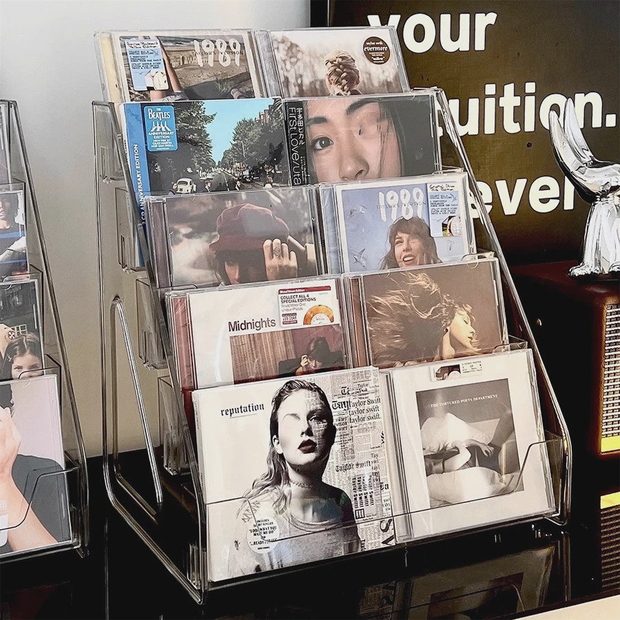 Transparant CD-rek & Opbergbox voor Vinylplaten en Mini Discs - Stijlvolle Collectie Display