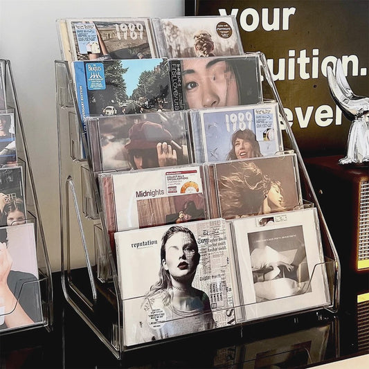 Transparant CD-rek & Opbergbox voor Vinylplaten en Mini Discs - Stijlvolle Collectie Display