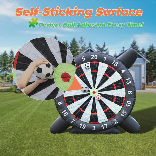 Gigantisch Opblaasbaar Voetbal Darts Bord - 3 Meter Hoog - Inclusief 8 Voetballen & Blower