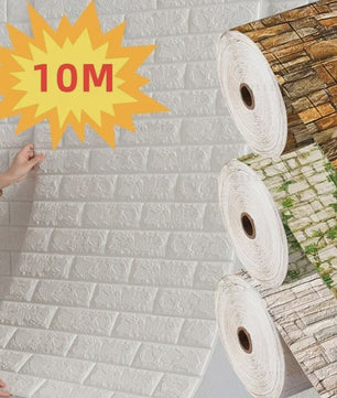 3D Baksteen Behang - Zelfklevend, Waterdicht Schuim Muursticker (70cm breed, 1/5/10m lang)
