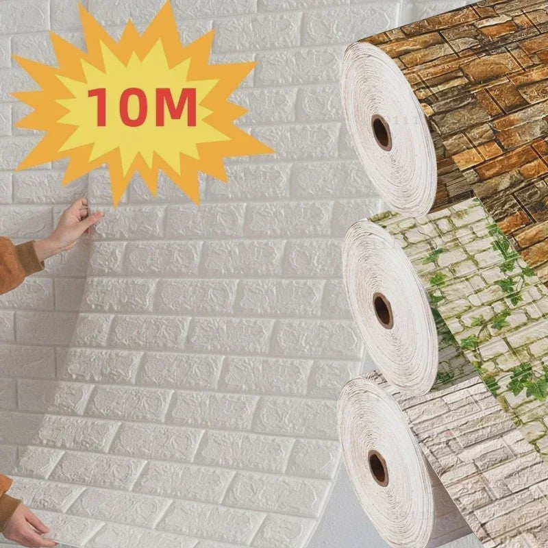 3D Baksteen Behang - Zelfklevend, Waterdicht Schuim Muursticker (70cm breed, 1/5/10m lang)