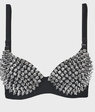 Steampunk BH met Zilveren Spikes - Fashion Party Club Top voor Dames