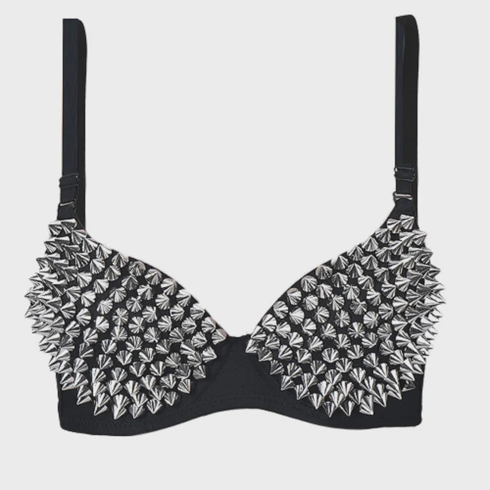 Steampunk BH met Zilveren Spikes - Fashion Party Club Top voor Dames