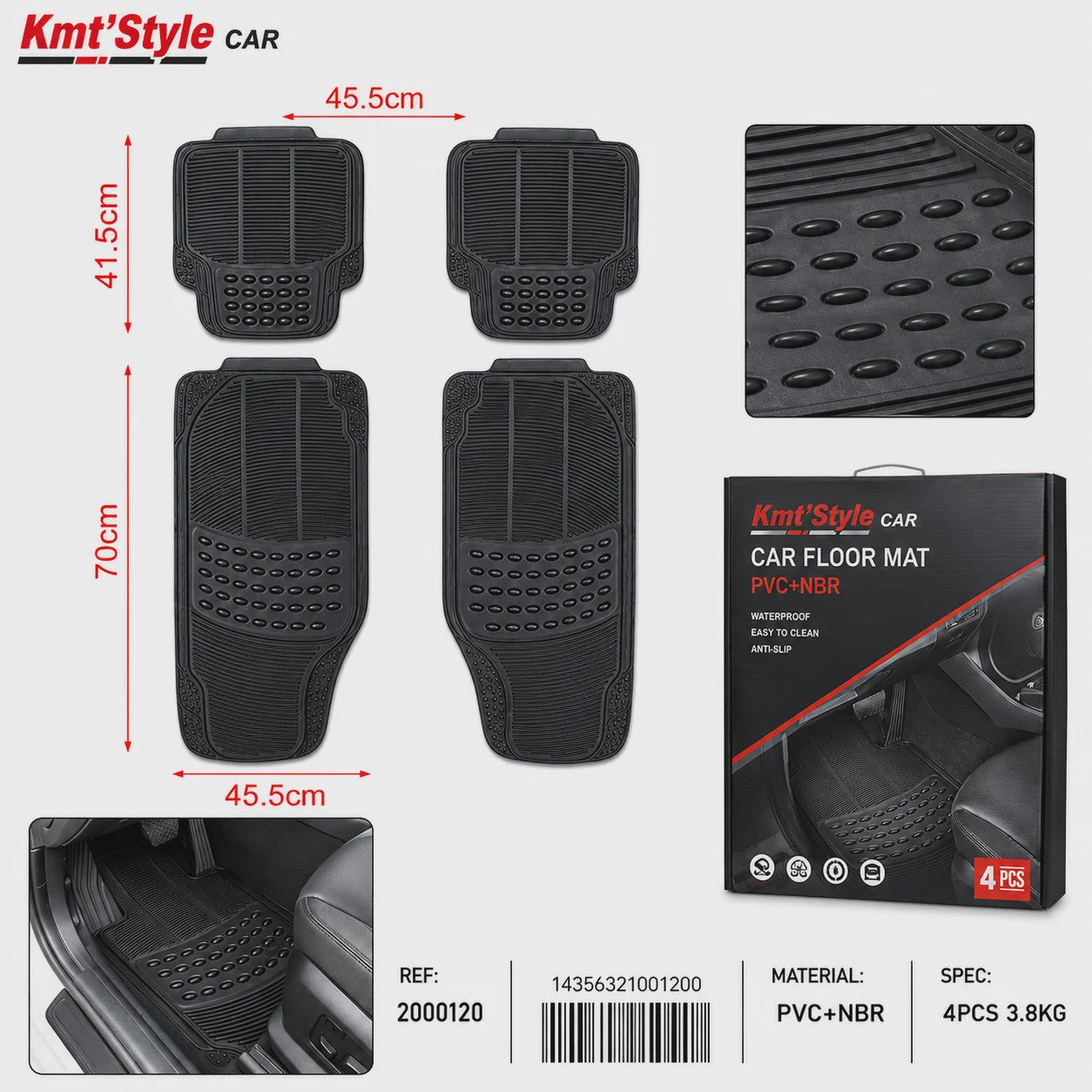Universele Rubberen Automatten Set (4 stuks) - Waterdicht & Antislip