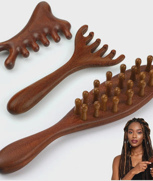 3-delige Houten Scalp Massager Set - Hoofdhuid Massage & Haarverzorging voor Dreads