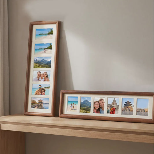 Houten Fotolijst met Filmstrip Design - 6 Vakken voor Instax Foto's