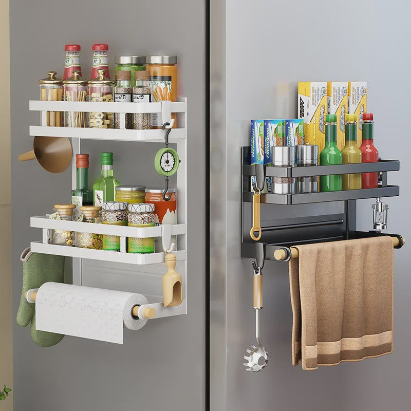 Magnetische Koelkast Organizer met 2-3 Lagen, Keukenopslag en Handdoekhouder