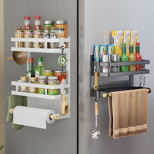 Magnetische Koelkast Organizer met 2-3 Lagen, Keukenopslag en Handdoekhouder