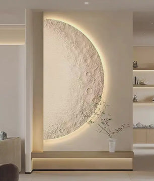Creatieve Maan Wandlamp met Afstandsbediening - Dimbaar LED Schilderij voor Woonkamer