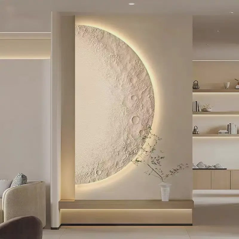 Creatieve Maan Wandlamp met Afstandsbediening - Dimbaar LED Schilderij voor Woonkamer
