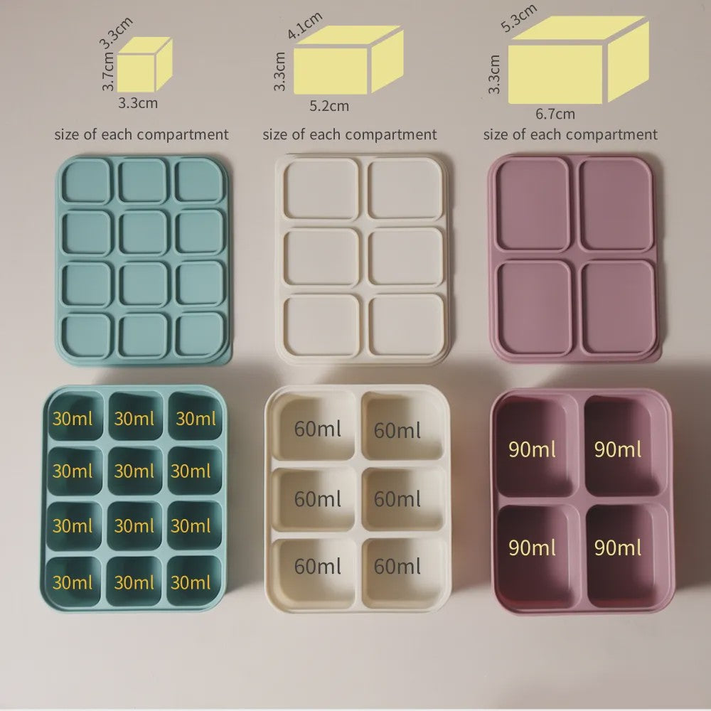 Flexibele Siliconen IJsblokjesvorm met Deksel - BPA-vrij voor Babyvoeding & Drankjes