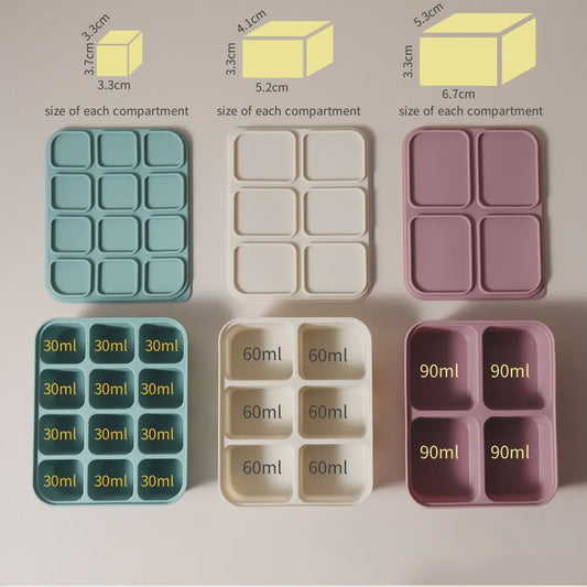 Flexibele Siliconen IJsblokjesvorm met Deksel - BPA-vrij voor Babyvoeding & Drankjes