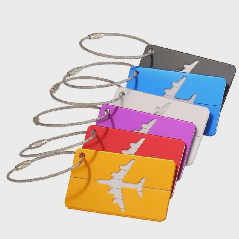 Aluminium Bagagelabel met Vliegtuig Design - Anti-verlies Kofferlabel