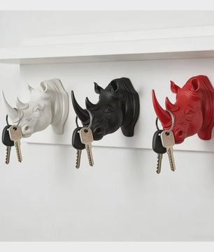 Creatieve Neushoornkop Wandhaak: Stijlvolle Sleutelhanger & Decoratieve Organizer