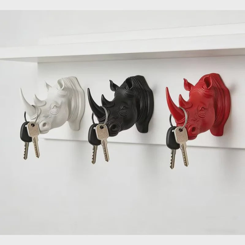 Creatieve Neushoornkop Wandhaak: Stijlvolle Sleutelhanger & Decoratieve Organizer
