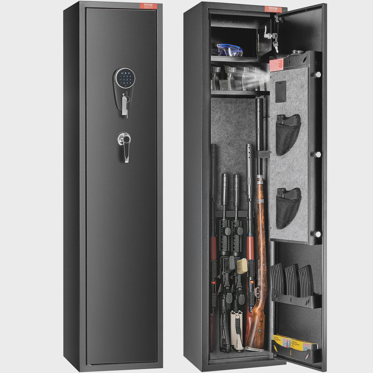 Wapenkast met Digitale Code & Sleutel - Opslag voor 3-8 Geweren en Pistolen