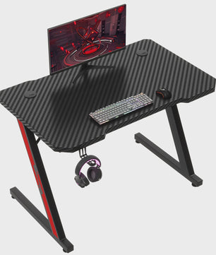 Gaming Bureau 80x52 cm met Carbon Fiber Look en Koptelefoonhaak