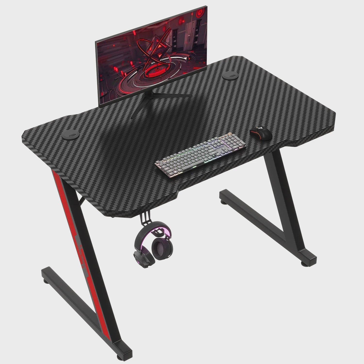 Gaming Bureau 80x52 cm met Carbon Fiber Look en Koptelefoonhaak