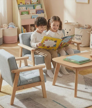 Kinderbankje Roze/Blauw - Wasbaar, Lichtgewicht Peuter Fauteuil met Afneembare Hoes