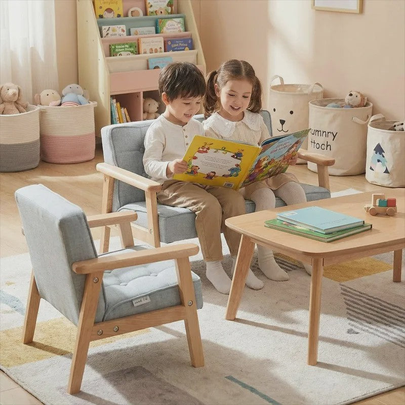 Kinderbankje Roze/Blauw - Wasbaar, Lichtgewicht Peuter Fauteuil met Afneembare Hoes