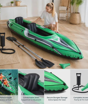 Opblaasbare Kajak voor 2 Personen - 11.5ft Groen - Inclusief Paddles & Pomp