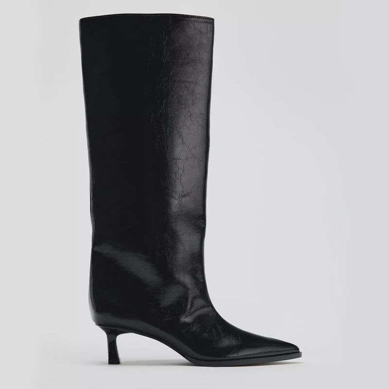Dames Laarzen met Hoge Hak en Puntige Neus - Stijlvolle Lange Laarzen voor Herfst & Winter