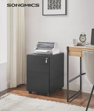 SONGMICS Mobiele Archiefkast met 3 Lades en Slot - Voor Kantoor en Thuis