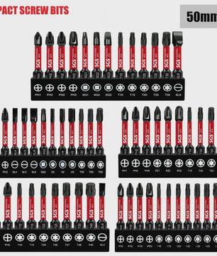 50mm Magnetische Schroefbit Set (10-delig) - S2 Staal - 1/4" Hex Shank