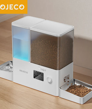ROJECO Automatische Voerbak & Waterfontein 8.5L - 2-in-1 Honden Voerdispenser met Waterreservoir