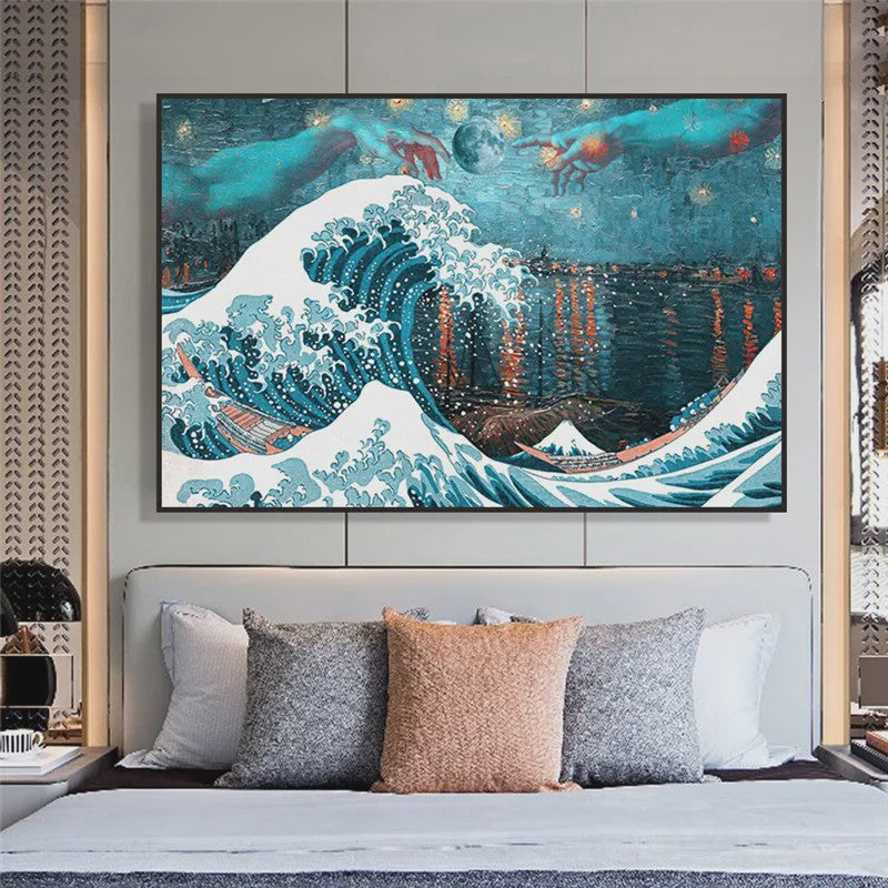 Klassieke Japanse Hokusai 'Great Wave' Canvas Poster - Tijdloze Kunst aan de Muur