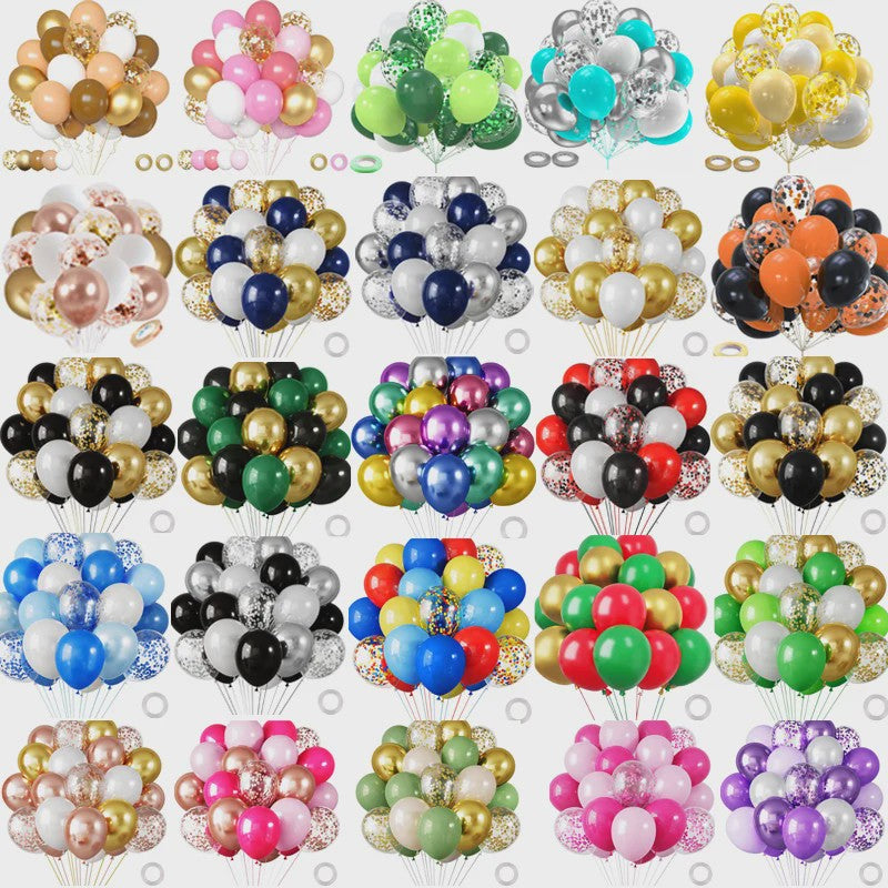 30 Stuks Chrome Latex Ballonnen Mix: Wit, Roze & Blauw - Feestdecoratie