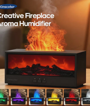 Sfeervolle Vuurhaard Aroma Diffuser Luchtbevochtiger met Kleurrijk Nachtlampje & Afstandsbediening