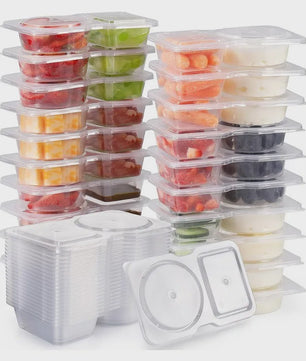 Draagbare Dubbel Compartiment Container met Deksel - Ideaal voor Snacks en Kruiden op Picknick