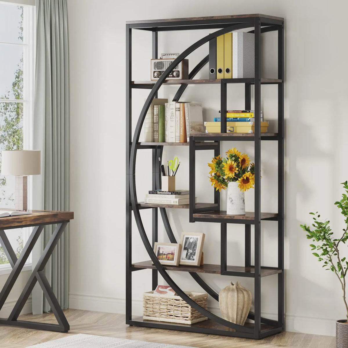 Industriële Boekenkast 180 cm - 8 Open Planken - Etagère Boekenkast