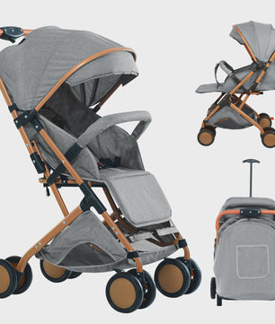 Draagbare Baby Kinderwagen met Muggennet, Opbergmand & 4 Wielen