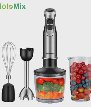 BioloMix 4-in-1 Staafmixer: Krachtige 1200W Hand Blender met Hakker en Smoothiebeker