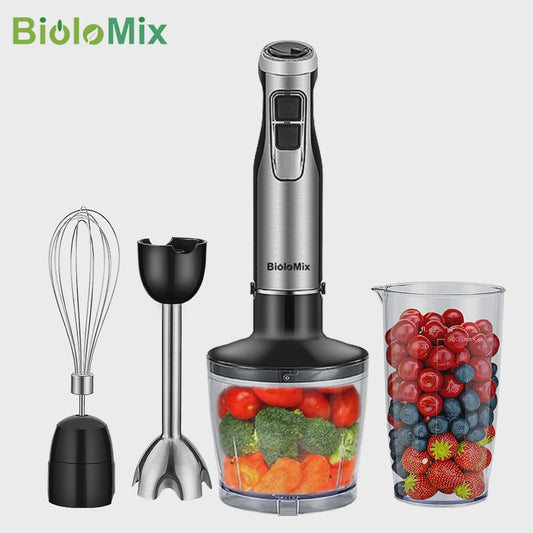BioloMix 4-in-1 Staafmixer: Krachtige 1200W Hand Blender met Hakker en Smoothiebeker