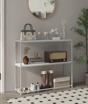 Stijlvolle Witte Console Tafel met Open Planken - 100x30x87 cm
