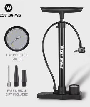 WEST BIKING 160PSI Fietspomp - Draagbare RVS Pomp met Drukmeter voor Racefiets & Mountainbike